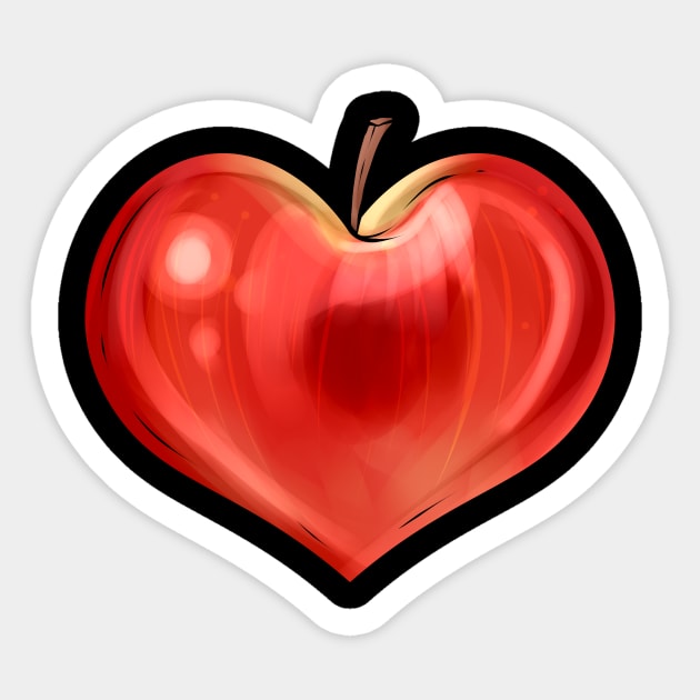 Apple In Heart Shape - Vegetarian - Go Vegan Sticker by SinBle